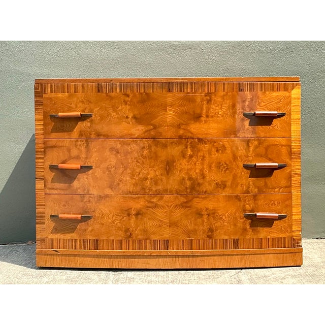 Chocolate Vintage Deco Burl Wood Chest of Drawers For Sale - Image 8 of 12