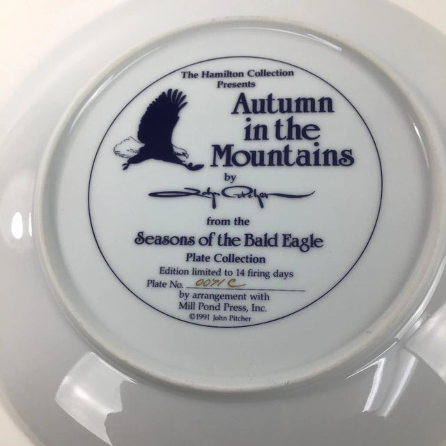 1990s Collectible Porcelain Printed Bald Eagle Series Plate For Sale - Image 4 of 7