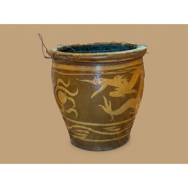Antique Chinese "dragon egg" pot (also referred to as a century-egg jar or picking jar) dating back to the late 19th or...