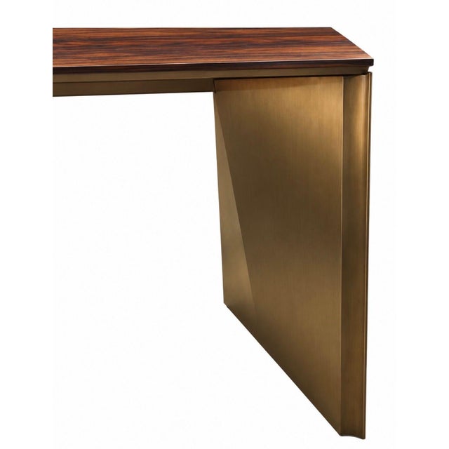 Rosewood and Solid Bronze Architectural Bench, 1970’s For Sale - Image 4 of 9