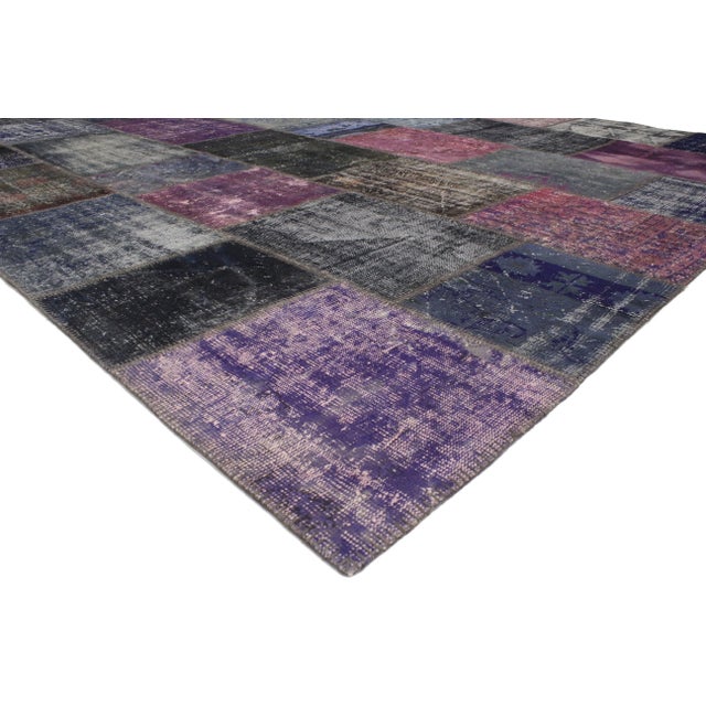 Vintage Purple Patchwork Rug 11'00 x 16'03. Cleverly composed with well-balanced asymmetry, this hand-knotted wool vintage...