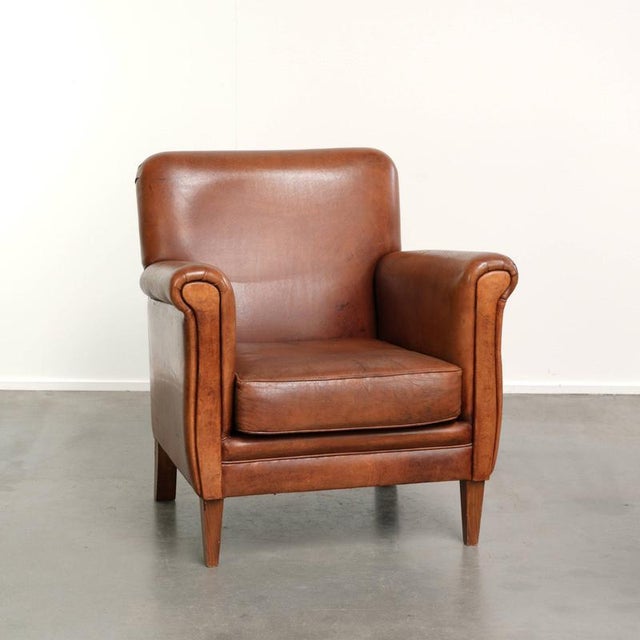 Vintage Sheepskin Armchair in Cognac For Sale - Image 14 of 14