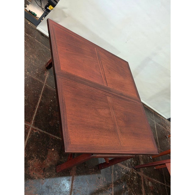 Antique 1939 Asian Theme Coffee Table Mahogany Swivel Top Game Table For Sale - Image 10 of 10