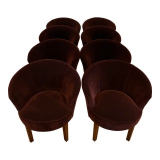 George Smith Petworth Dining Chair in Custom Burgundy Mohair - Set of 8 For Sale
