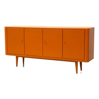 Vintage Sideboard in Bright Orange, 1960s For Sale