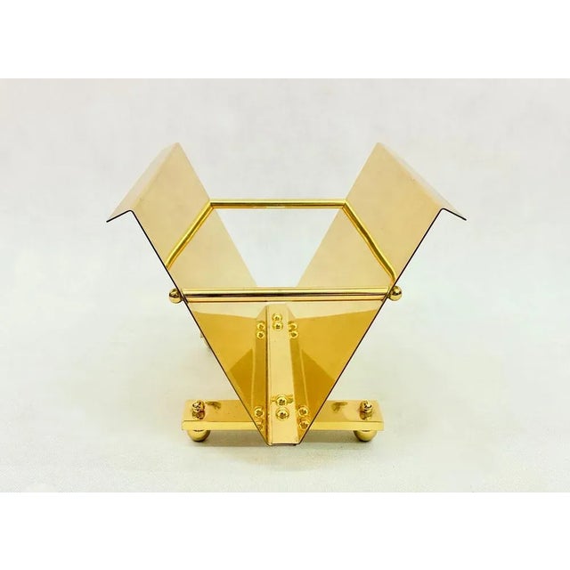 Postmodern Brass Magazine Rack, 1980s For Sale - Image 11 of 12