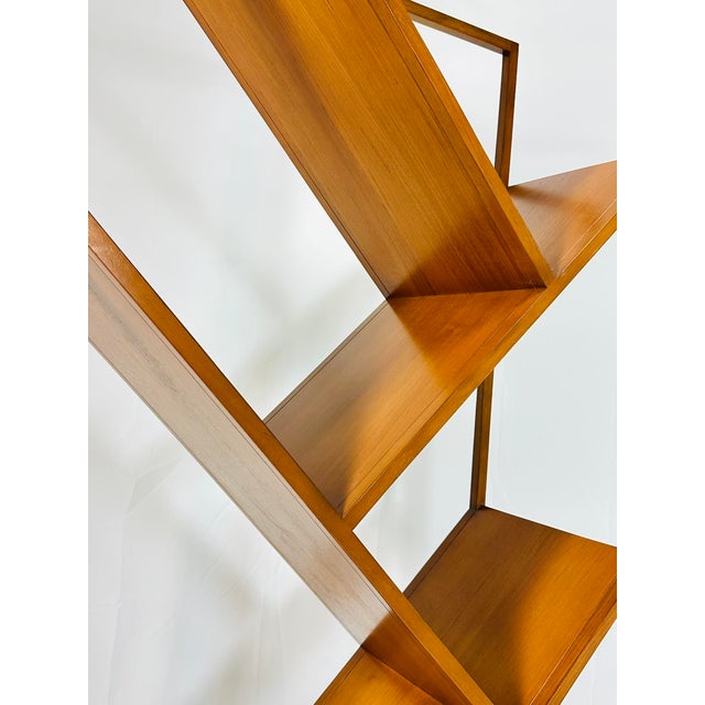 Danish Modern Geometric Wood Étagère Open Display Bookcase, Mid-Century Style For Sale - Image 17 of 17