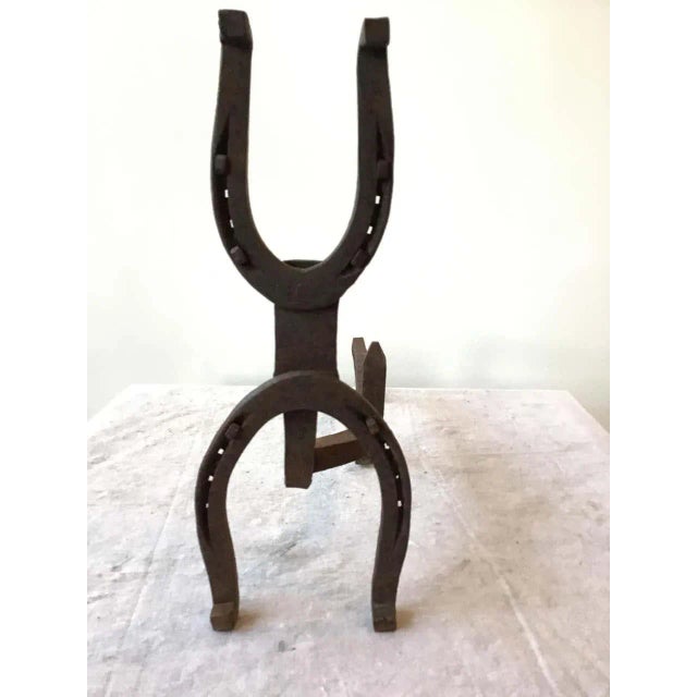 1950s 1950s Iron Horseshoe Andirons - A Pair For Sale - Image 5 of 10