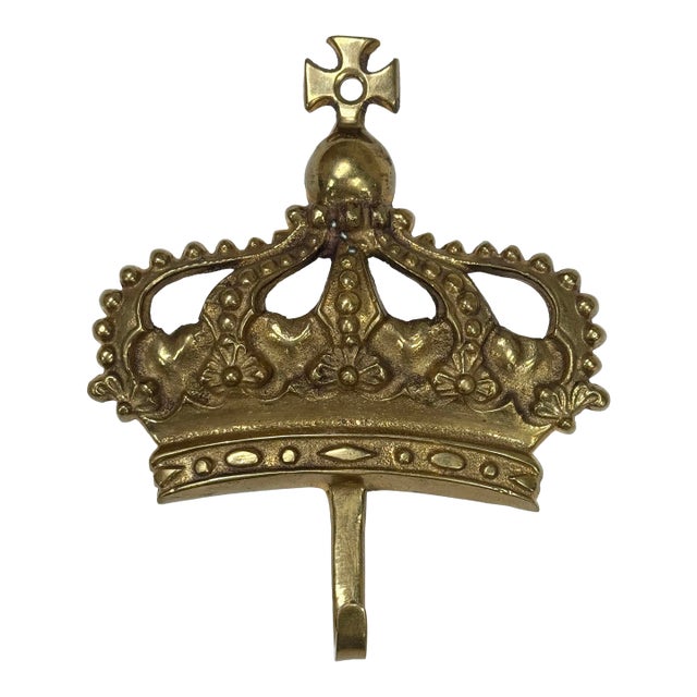 Vintage Brass Crown Wall Hook For Sale