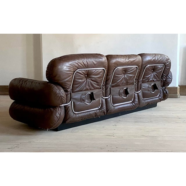 Sofa in Brown Leather by Kurt Hvitsjö for Isku, 1970s For Sale - Image 4 of 6