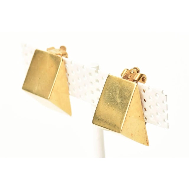 Custom Vermeil Over Sterling Silver Sculptural Clip on Earrings Pair Of For Sale - Image 4 of 8