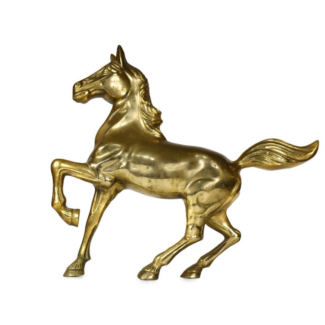 Vintage Large Solid Gold Brass Horse Figurine For Sale - Image 10 of 10