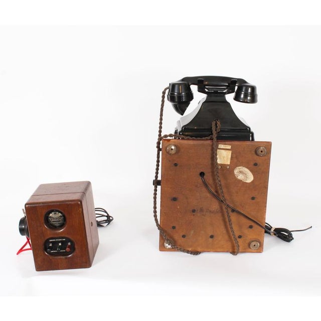 Vintage Black Bakelite Rotary Wall Cradle Telephone and Dictograph, 1940s, Set of 2 For Sale - Image 9 of 17