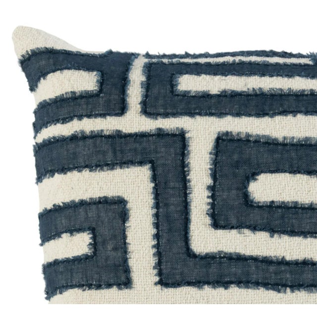 2020s Azul Kuba Linen Pillow For Sale - Image 5 of 9
