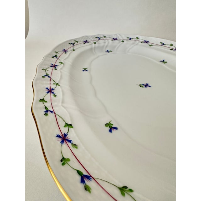 1980s Herend Blue Garland Large Platter- Oval Serving Platter #1102 For Sale In Boston - Image 6 of 8