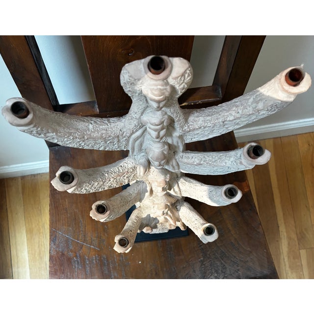 Brutalist Vintage Austin Productions Brutalist Durastone Menorah Candelabra For Sale - Image 3 of 5