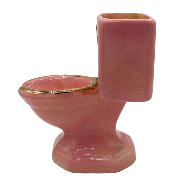 Mid-Century Modern Mid 20th Century Pink "Little John" Toilet Ashtray Cigarette Holder by Artmark, Japan For Sale - Image 3 of 6