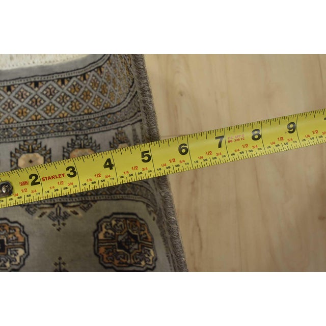 Gray Bokhara Rug 3′ X 4’11” Gray Wool Tribal Hand-Knotted Oriental Carpet For Sale - Image 8 of 10