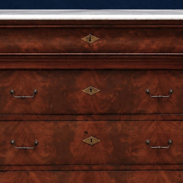 19th Century 19th Century French Louis Philippe Walnut Marble Top Commode For Sale - Image 5 of 6