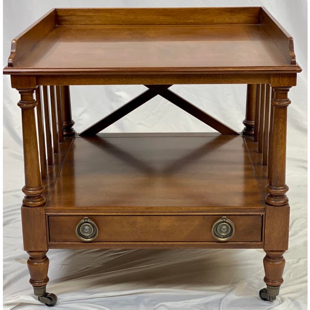 Vintage Mahogany Campaign Side Table on Casters Chairish