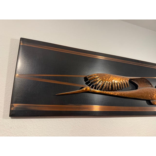 Metal and Copper Wall Decoration with Birds, 1970s, in Good conditions. Designed 1970 to 1979