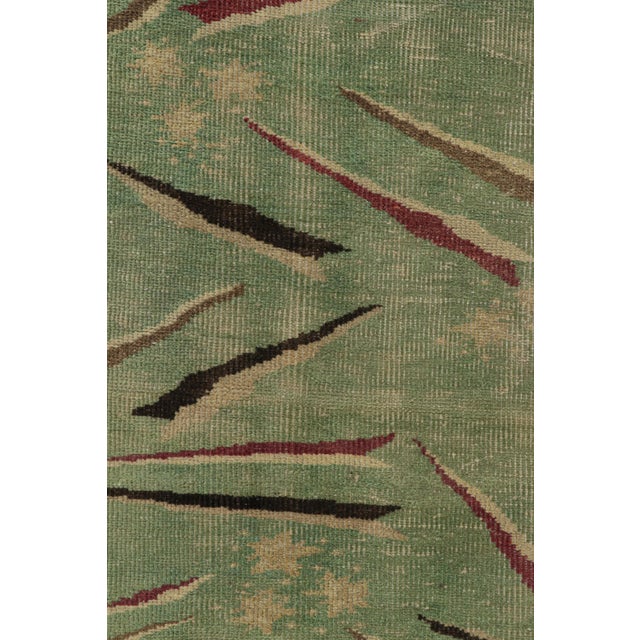 1960s Vintage Zeki Muren Art Deco Rug in Green With Geometric Patterns For Sale In New York - Image 6 of 7