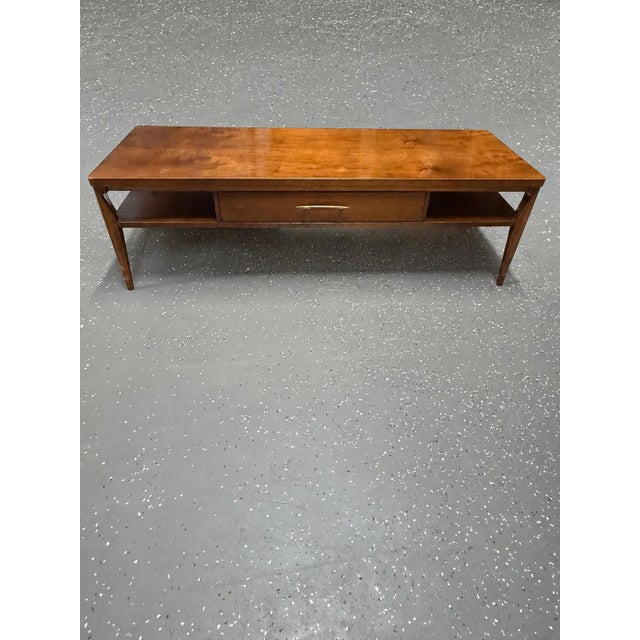 Mid-Century Modern 1960’s Broyhill Saga Mid-Century Modern Walnut Coffee Table With Drawer For Sale - Image 3 of 8
