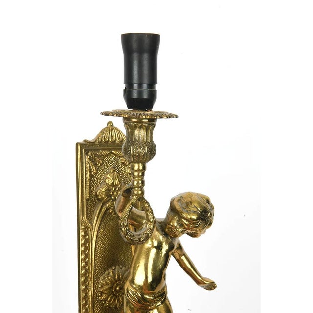 Pair Fine Italian Brevettato Cherub Brass Lighting Sconces For Sale In New York - Image 6 of 11