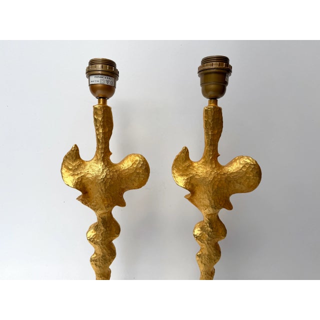 Pair of Lamps Gilt Metal by Nicolas De Waël for Fondica, France, 2000s For Sale - Image 11 of 12