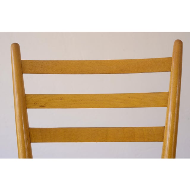 Wood Mid Century Gio Ponti Style Yellow Ladder Back Chair For Sale - Image 7 of 10