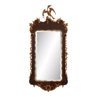 Carved Burl Wood & Gold George III Style Mirror For Sale