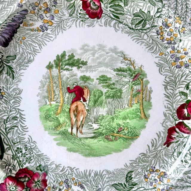 English Spode "Field Sports" Polychrome Transferware Charger For Sale - Image 3 of 7