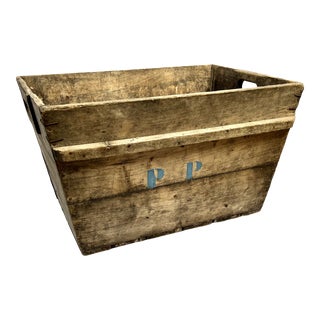 Vintage 1930s Wine/Champagne Wood Market Crate For Sale