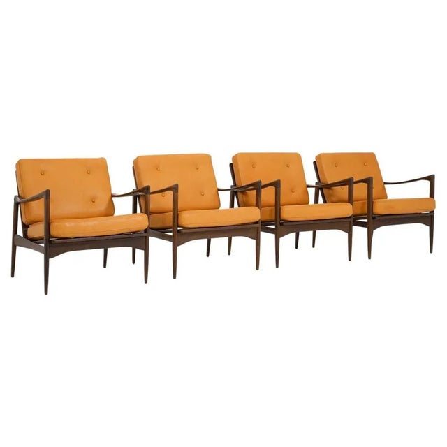 Mid-Century Scandinavian Armchairs Candidate attributed to Ib Kofod Larsen, 1960s, Set of 4 For Sale - Image 12 of 12