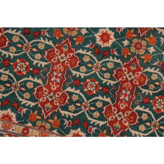 Shabby Chic 1990's Pak-Persian Green/Rust Wool Rug - 8'2'' X 10'3'' For Sale - Image 4 of 9