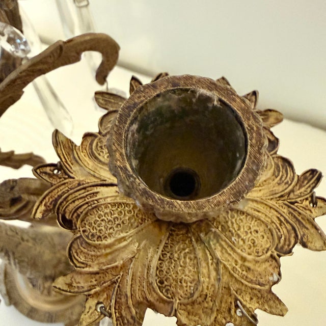 Antique European Girandole Cast Brass Candelabra For Sale In Raleigh - Image 6 of 11