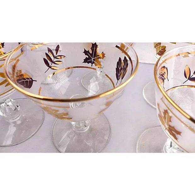 1970s Frosted Seasonal Wine Glasses - Set of 8 For Sale - Image 5 of 6