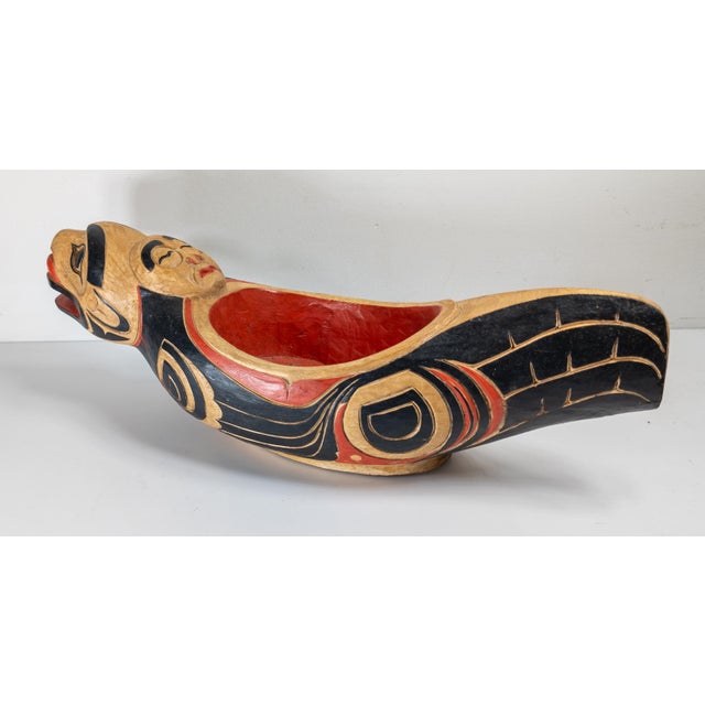 We are selling this large decorative Northwest Coast Native American style feast bowl. We believe this bowl was made in...