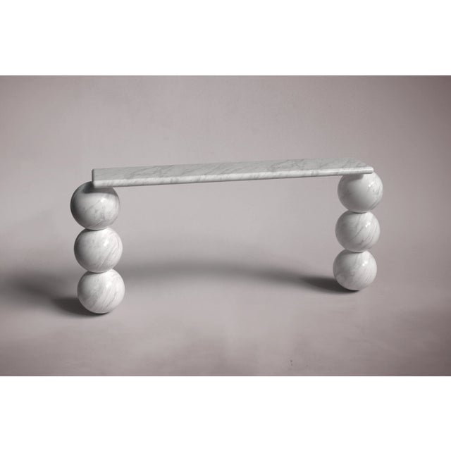 Not Yet Made - Made To Order Olly Italian Carrara Marble Console Table 70" For Sale - Image 5 of 5
