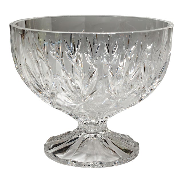 Vintage 1961 Bohemian Crystal Quilted Cut Glass Candy Dish Bowl For Sale