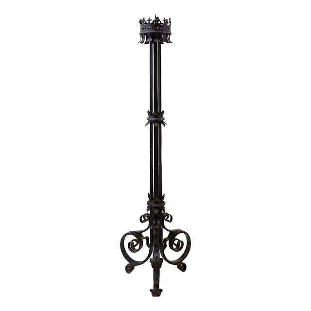 Large Italian Wrought-Iron Crown Candlestick, 1890s For Sale