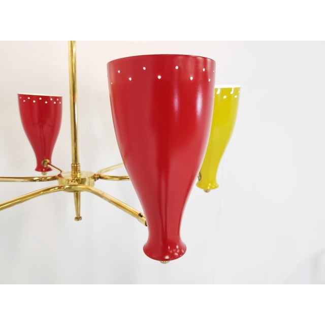 Metal Mid-Century Coloured Chandelier, 1950s For Sale - Image 7 of 13