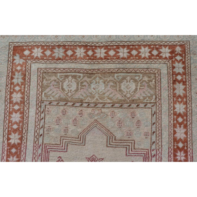 Vintage Turkish Oushak Rug With Medallion Design in Taupe, Light Green, & Brown For Sale - Image 4 of 10
