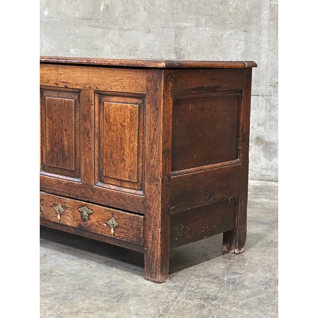 Brown 18th C English Oak Mule Chest George III Blanket Chest Paneled 54.5” For Sale - Image 8 of 18