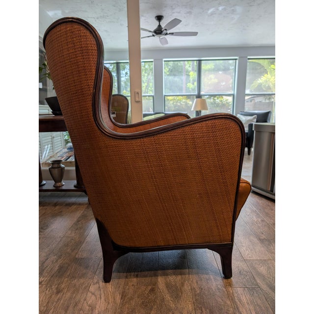 Ralph Lauren Home 1970's Sculptural Mid-Century Modern Bentwood Lounge Chair With Cane Panels and Leather Seat For Sale - Image 4 of 13