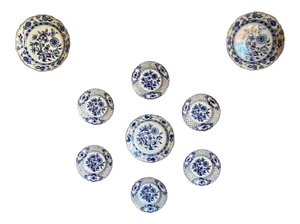 Nine Blue Onion Meissen Show or Wall Plates