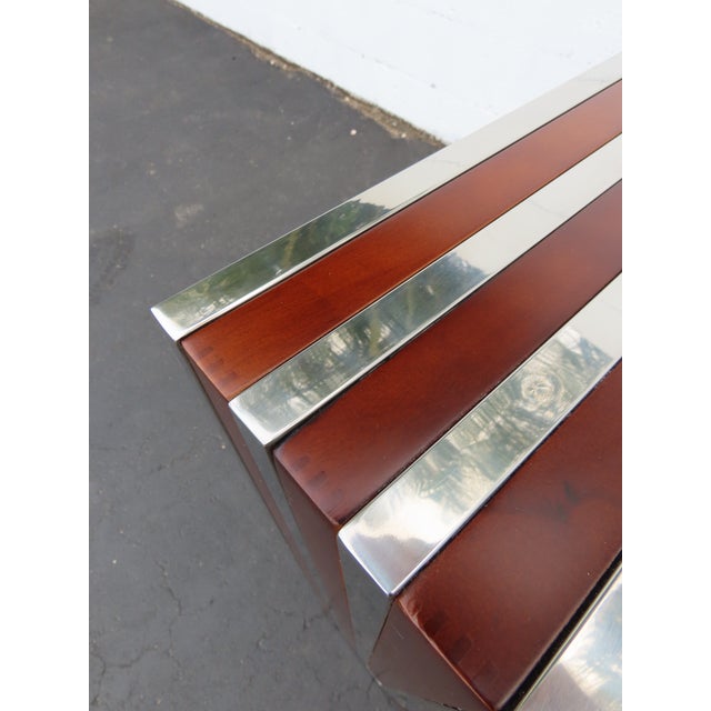 Mid Century Modern Two Tone Chrome and Wood Narrow Console Library Table 6404 For Sale - Image 11 of 16