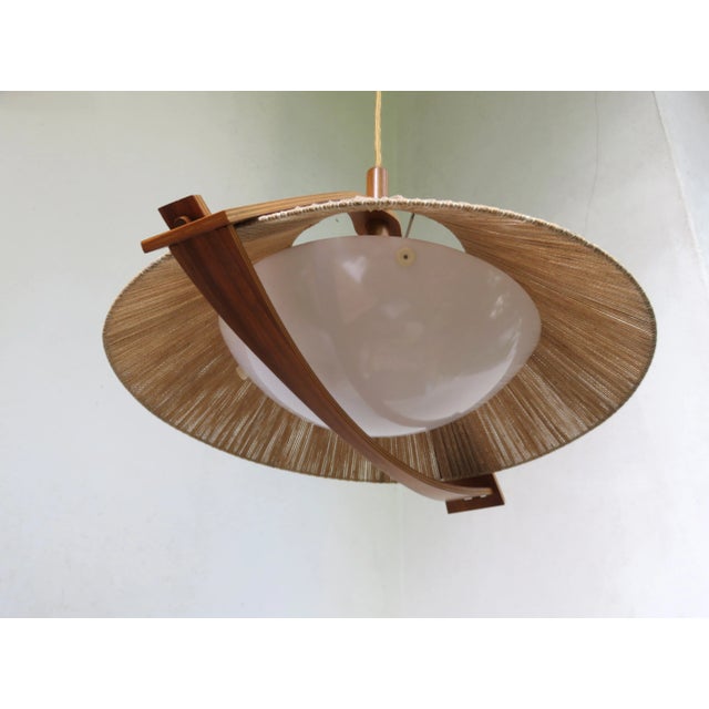 Beige German Teak and Acrylic Glass Ceiling Lamp from Temde, 1960s For Sale - Image 8 of 18