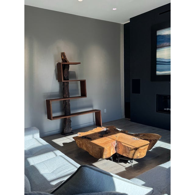 Handcrafted Sculptural Walnut Bookshelf by Larry Jerome | Modern Organic Statement Shelving, Attributed For Sale - Image 4 of 4