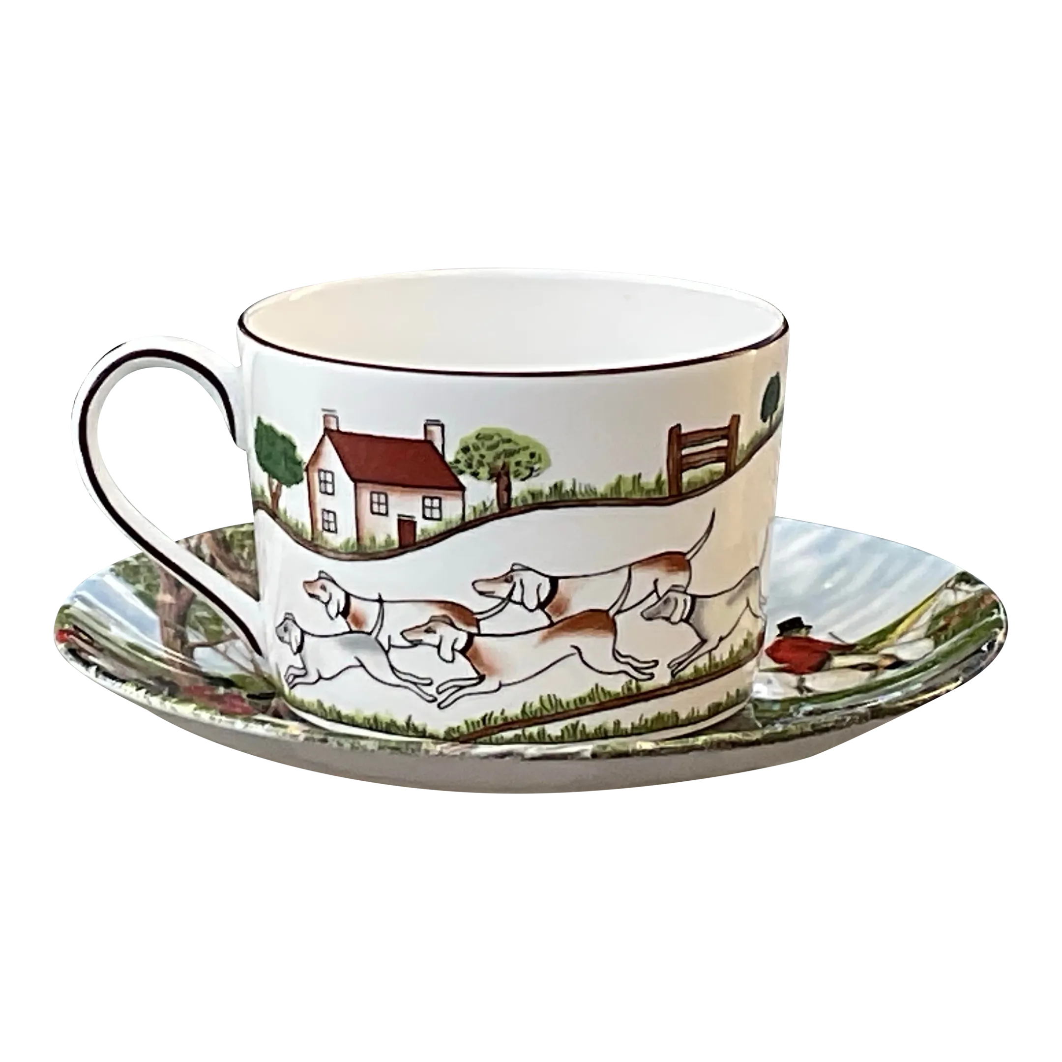 1990s Wedgwood Hunting Scenes Teacup and Saucer | Chairish